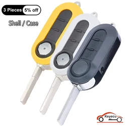 Etui KEYECU z 3 przyciskami do Fiata 500 Bravo Croma Doblo Ducato Fiorino Linea Panda Grande Auto Flip Remote Key Fob Shell Cover