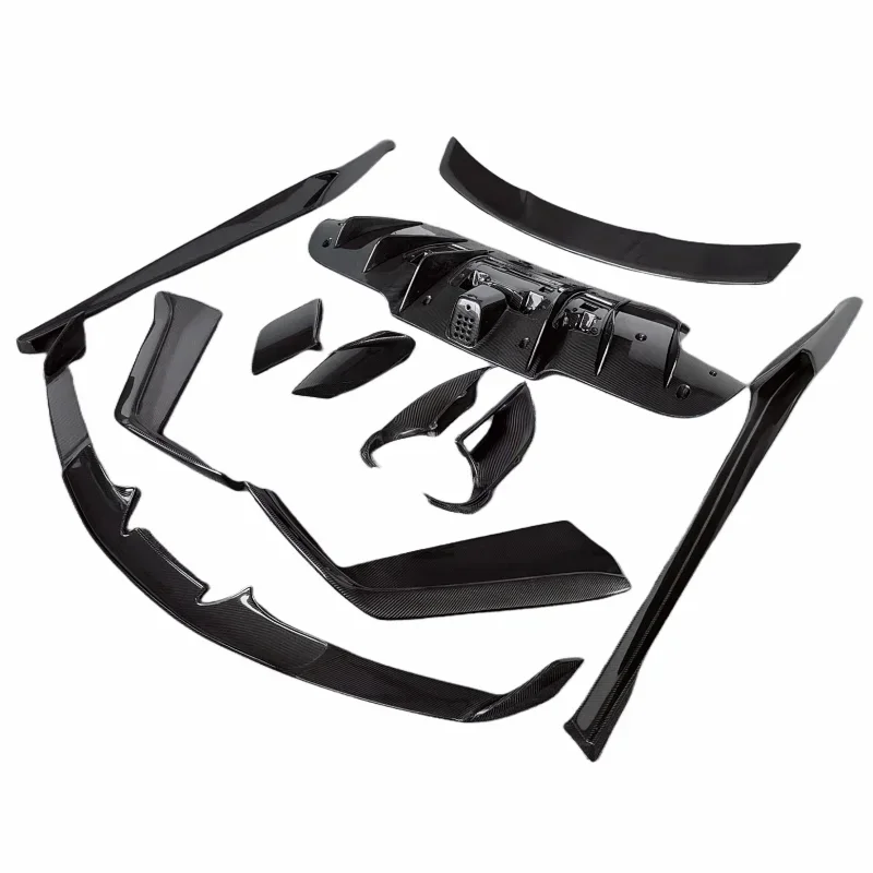 Dry carbon fiber front bumper edge side skirt rear diffuser spoiler air vent lampshade for Ferrari 488GTB N-style body kit