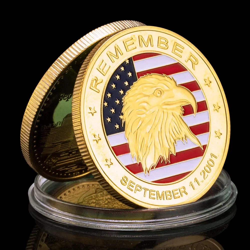 Remember Sept.11 2001 Souvenir Coin Gold Plated Commemorative 9.11 Coin Eagle Pattern Challenge Collectible Coins