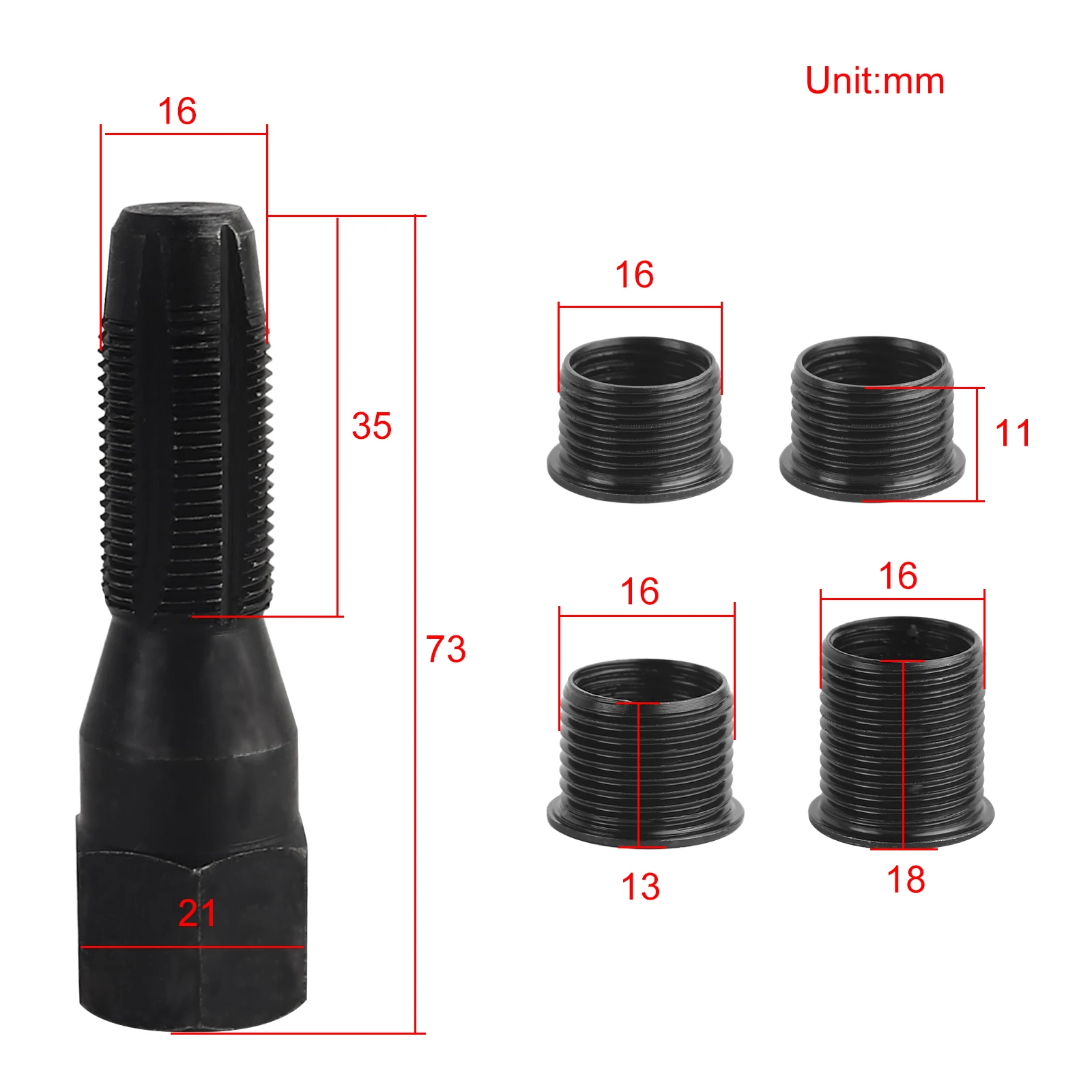 14mm Cylinder Head Rethread Kit Spark Plug Thread Repair Tool M14 x 1.25 Helicoil Reamer Tap with 4 Inserts