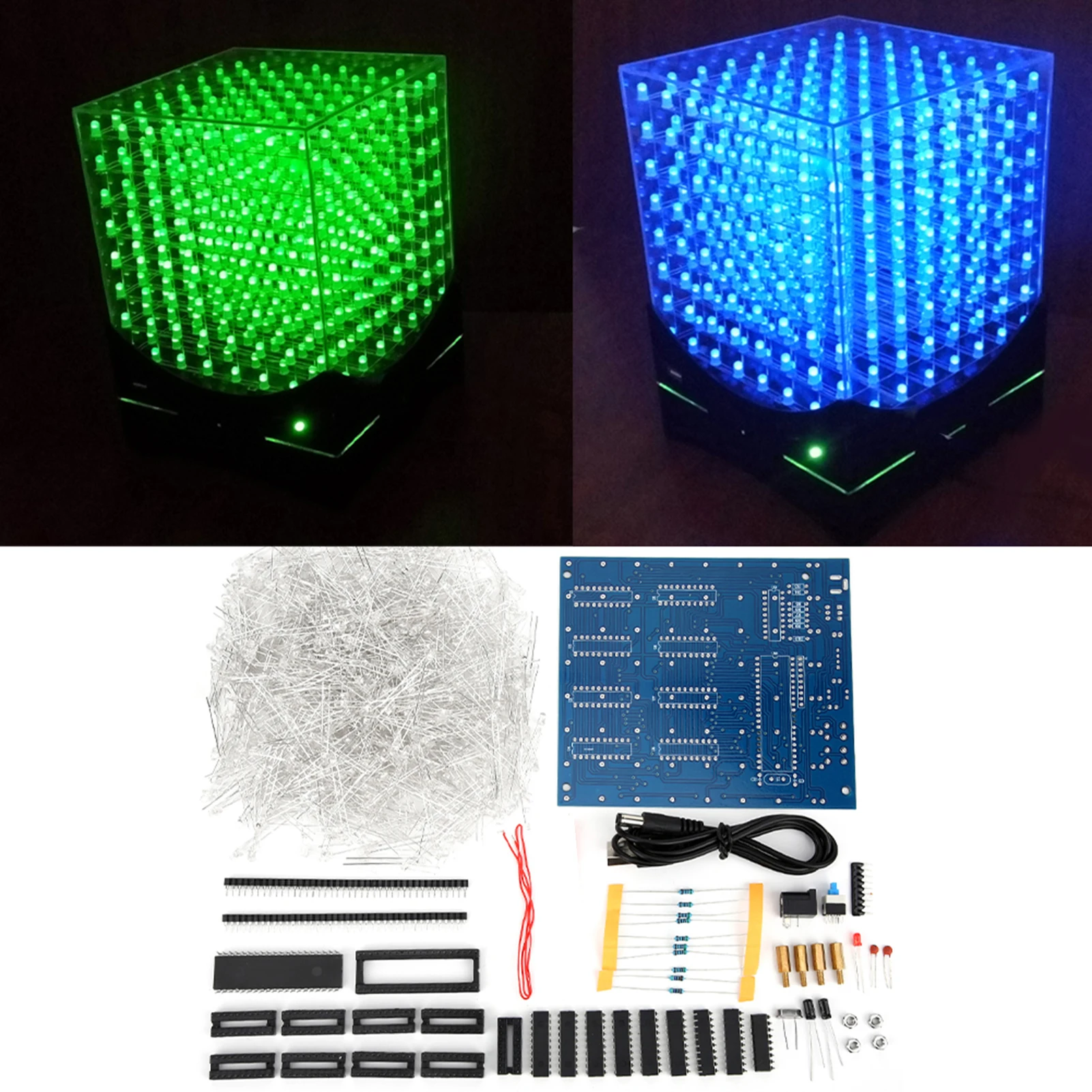 Kit de bricolaje de luz LED, placa de circuito impreso 3D, parámetro impreso estable para cubos de 8x8x8CM, Kit de luz LED de 8x8x8 CM, Kit de bricolaje de luz LED