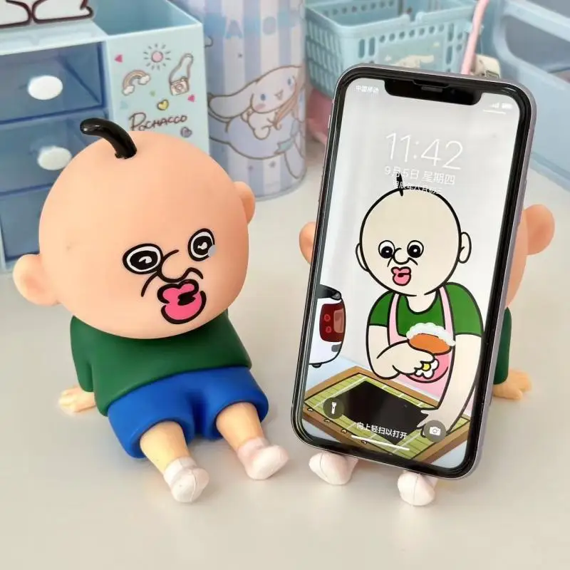 Bangbang and Yuzhi Handheld Phone New Kawaii Anime Stand Cute Cartoon Y2K Tablet Stand Pendant Model Vinyl Doll Toys for Kids