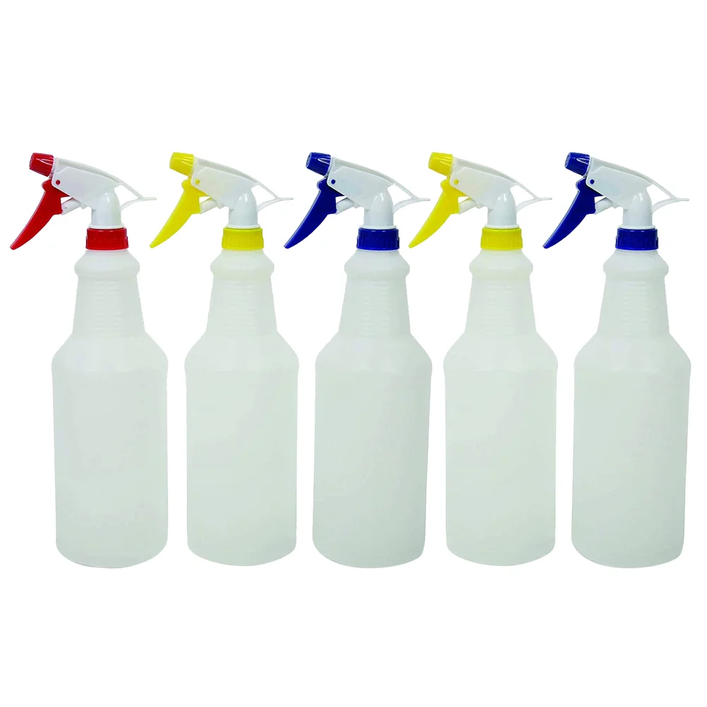 5pcs Handheld Spray Bottles Multi-use Empty Cleaner Container for Indoor Outdoor 750ml Random Color water