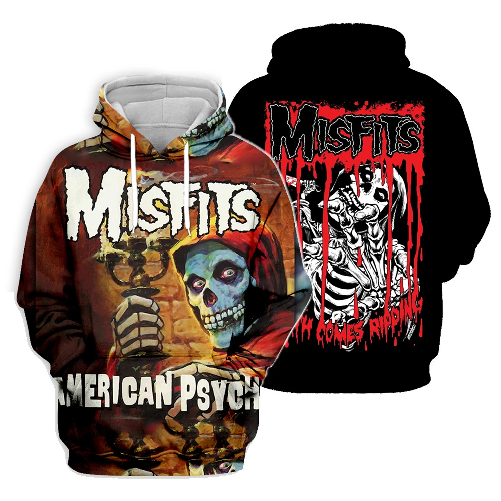 Jesień klasyczne Misfits 3D bluzy z kapturem z nadrukiem mężczyźni kobiety moda bluzy w stylu Casual obszerna bluza z kapturem swetry dres odzież