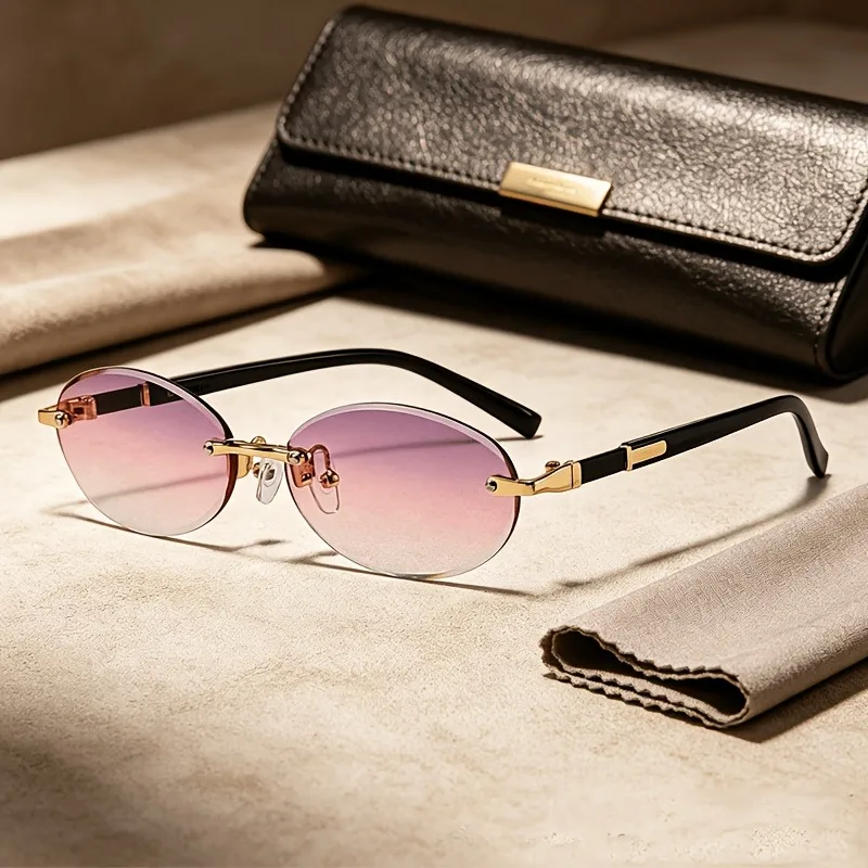 Unisex Rahmenlose Personalisierte Trendige Ovale Brille Vielseitige Casual-Sonnenbrille