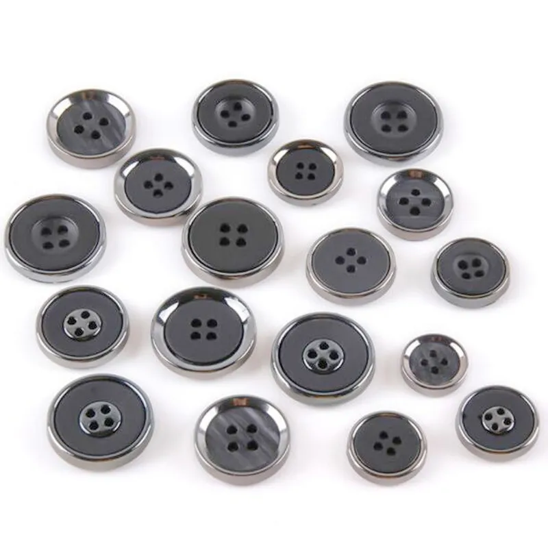 20Pcs Resin Buttons,Four-Eye Buttons Coat Suit Buttons, Black Round Buttons for Garment  Sewing DIY Crafts Decoration