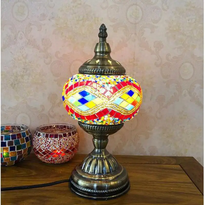 Moroccan Table Lamp Coffee Retro Bedside Restaurant Hotel Bar Turkish Decorative Desk Lamp Baby Room Decor Stained Glass Lightin