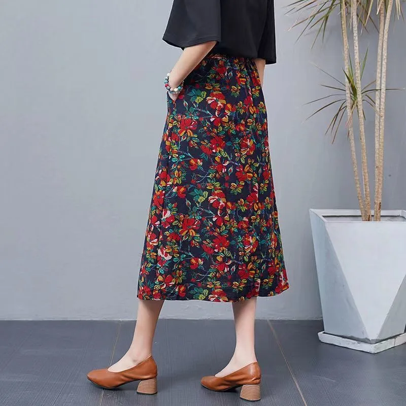 التنانير النسائية الصيفية الكلاسيكية موضة مريحة الكورية نمط ألف خط مزاجه خمر Mujer Faldas كل مباراة الجمالية فام