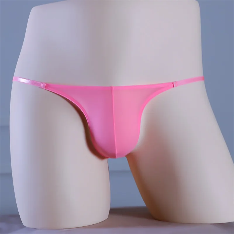 Mannen Ijs Zijde Slipje Sexy Perspectief Ultradunne Slim Band Naadloze Een Stuk Traceless Half Wrapped Hip Ultra Lage Taille korte