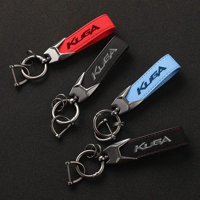 

New Ford Car Leather Keychain Logo Keyring For Ford Kuga C-Max S-Max MK3 Explorer Edge F-150 Mustang