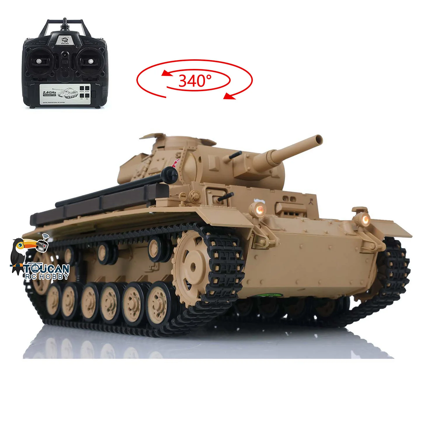 In Stock HENG LONG 1/16 Scale 7.0 Plastic Panzer III H RTR RC Tank Model 3849 Remote Control Cars BB Shooting Smoke Unit