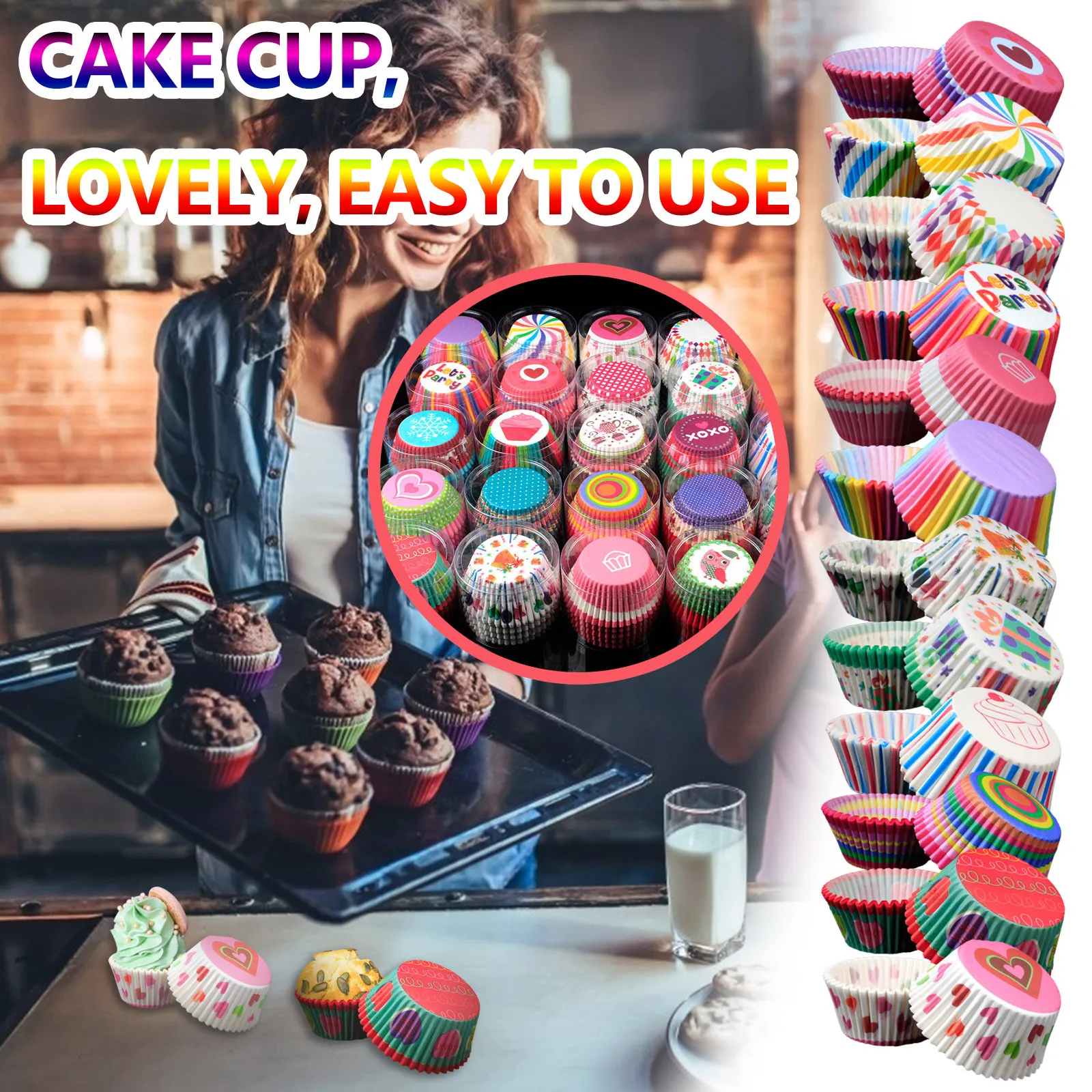 

Cake Muffin Cupcake Paper Cups Oil-Proof Cake Box Cupcakes Liner Mold Kitchen Baking Accessories Cake Mold Cooking Tools