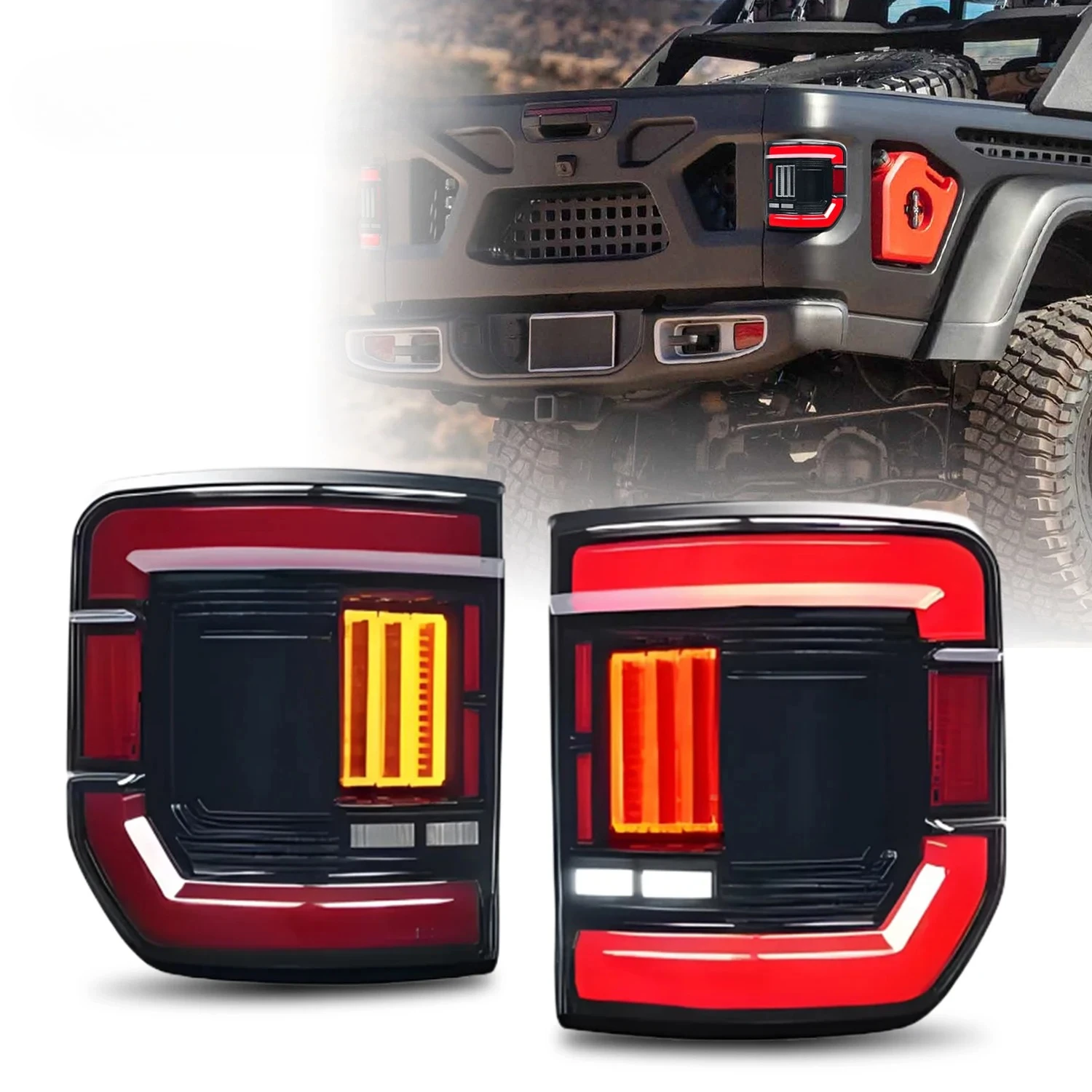 

LED Tail Lights For Jeep Gladiator 2020-2025 JT Turn Signal & Stop Lamp Start Up Animation DRL Rear Lamps Assembly