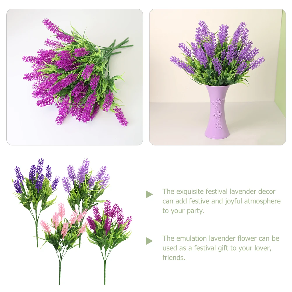 

4pcs Artificial Lavender Bunch Bright ColorsIndoor Outdoor Decor Fake Lavender FlowersWedding Photography New Year Gifts