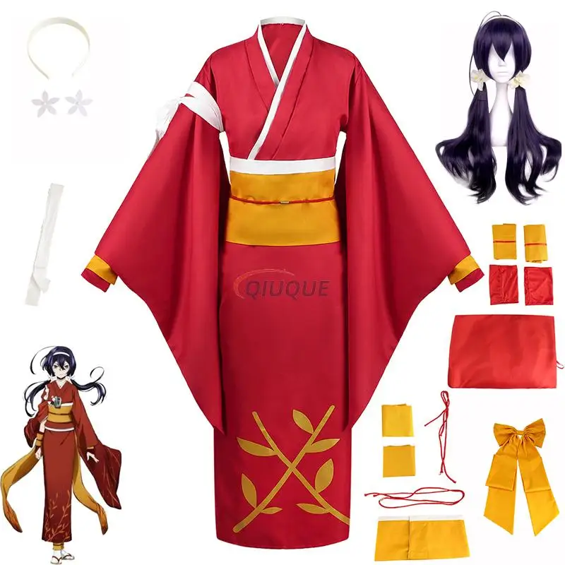 Izumi Kyouka Cosplay Costume with Headwear Anime BSD Cosplay Wig Women Kimono Yukata Halloween Carnival Uniform Dress Outfits