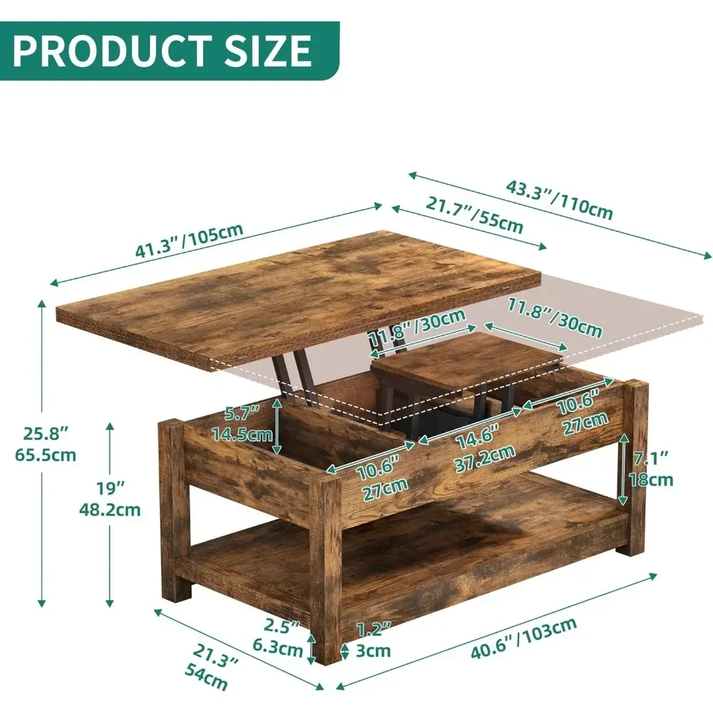 Rustic Brown Pool Table Serving Coffee 3 in 1 Multi-Function Coffee Tables With Storage for Living Room Dolce Gusto Furnitures
