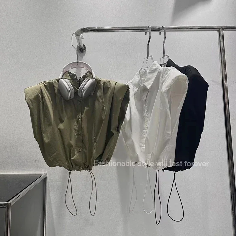 

Весенне-летняя жилетка для маленьких девочек, детская блузка, детская уличная одежда, однотонная регулируемая короткая рубашка без рукавов 3-14, топ