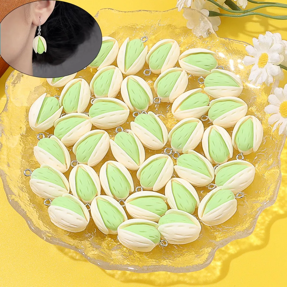 6/12/24pcs Pistachio Shaped Decorative Pendant DIY  Necklace Valentine's Day Halloween Thanksgiving Christmas Gifts Accessories