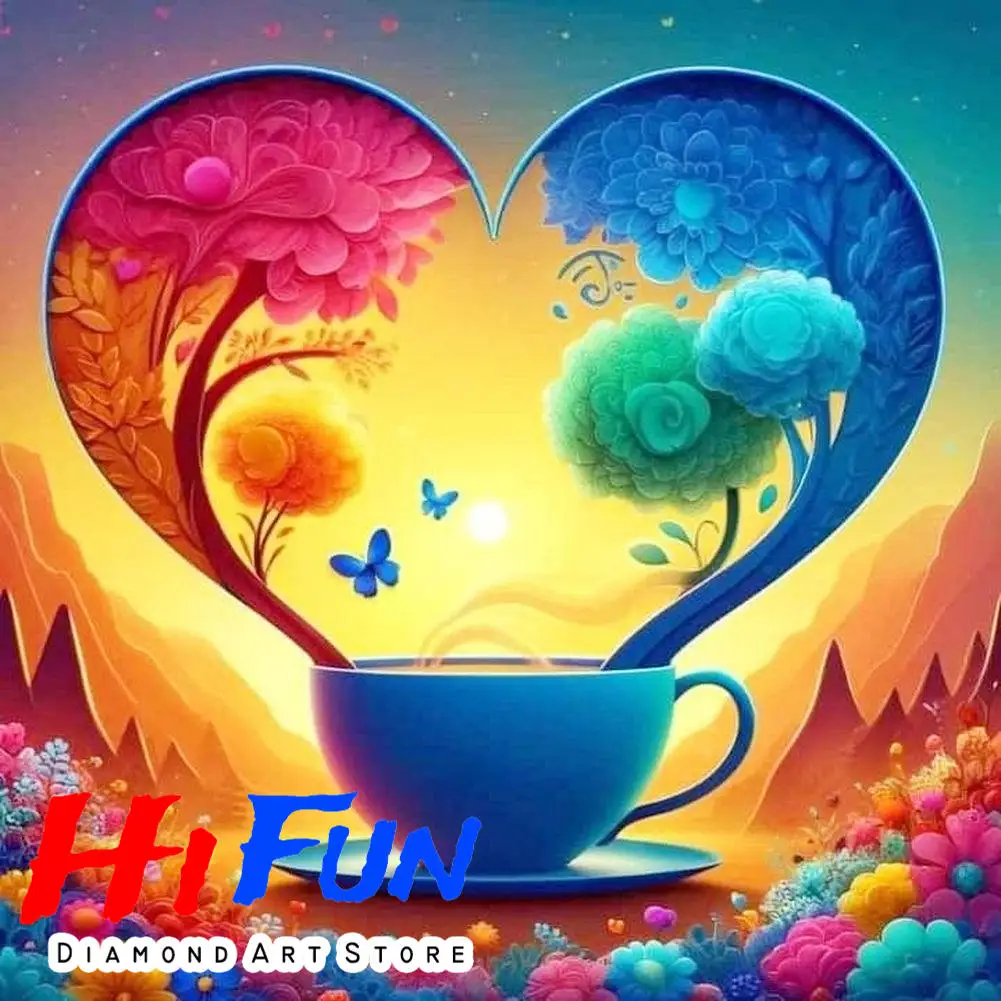 

Наборы алмазной живописи Чашка кофе с сердечком Алмазная мозаика Полный набор алмазной вышивки 5d Романтическое кухонное искусство
