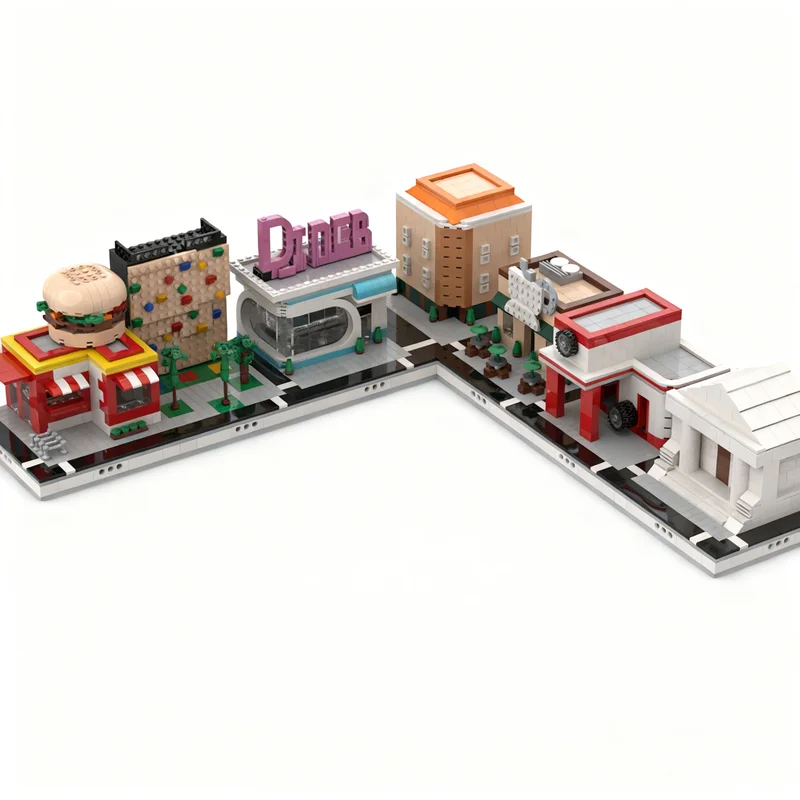 2801pcs MOC Modular Buildings MINI Modular City Extension 1.1 Build 7 MOCs Model Building Blocks Creative Education DIY Display