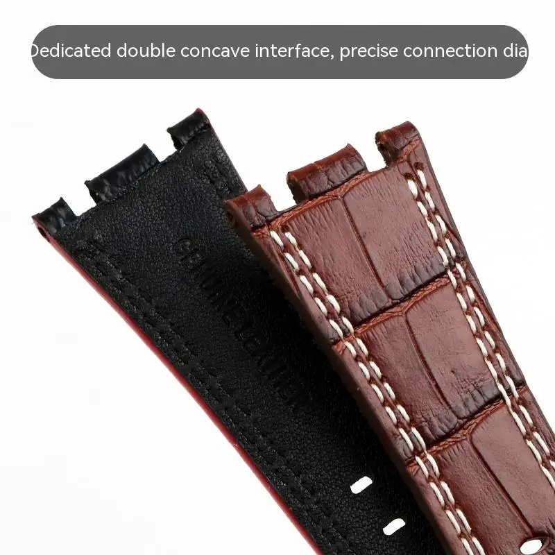 High Quality Genuine Leather Watch Strap For AP Royal Oak Offshore AP15710 15703 26470 26133 Cowhide Watch Band 28mm Notch Pin