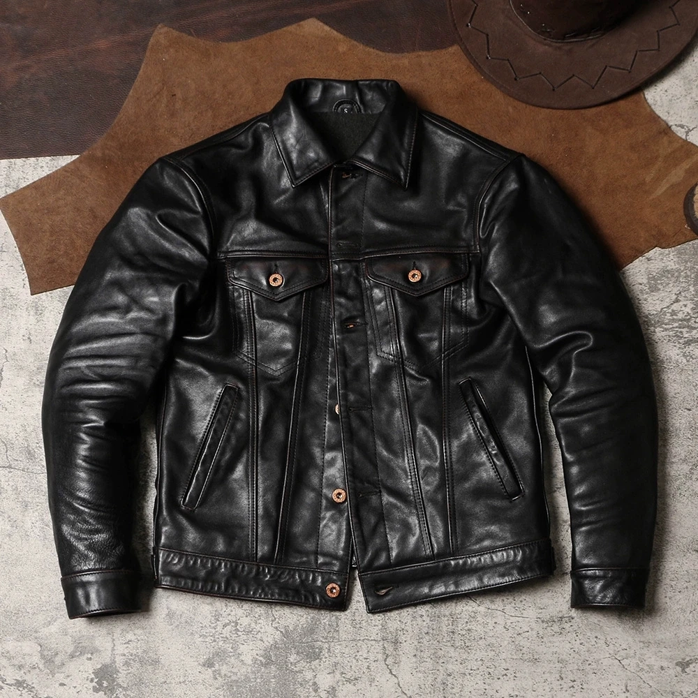 DSH860 Asian Slim Size Super Top Quality Genuine Japan Horse Leather Classic Durable Horsehide Stylish Jacket