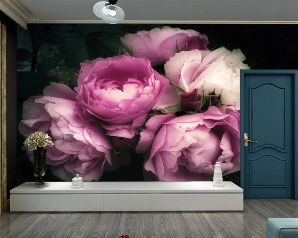 beibehang Custom modern new bedroom living room rose flower interior decoration painting papel de parede wallpaper papier peint