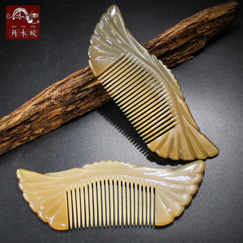 Horned dragonfly white yak horn comb, Biyi comb, creative quality production model