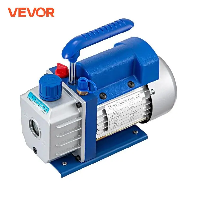 VEVOR 2.5CFM Refrigerant Vacuum Pump 1 Stage 1-4HP HVAC Vacuum Pump for Household Air Conditioning Automobile Maintenance 220V