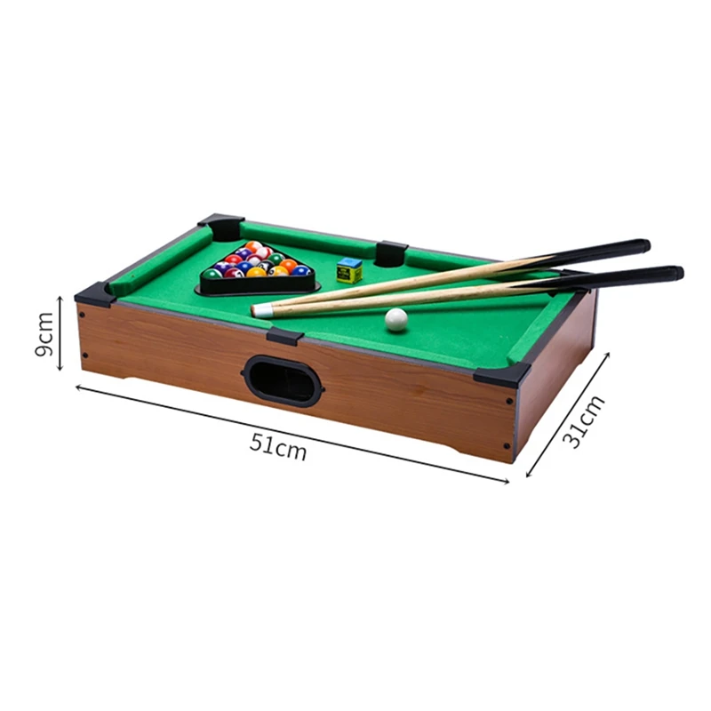 Mini Tabletop Pool Set- Billiards Game Includes Game Balls Sticks Chalk Brush And Triangle-Portable And Fun Leisure Toys