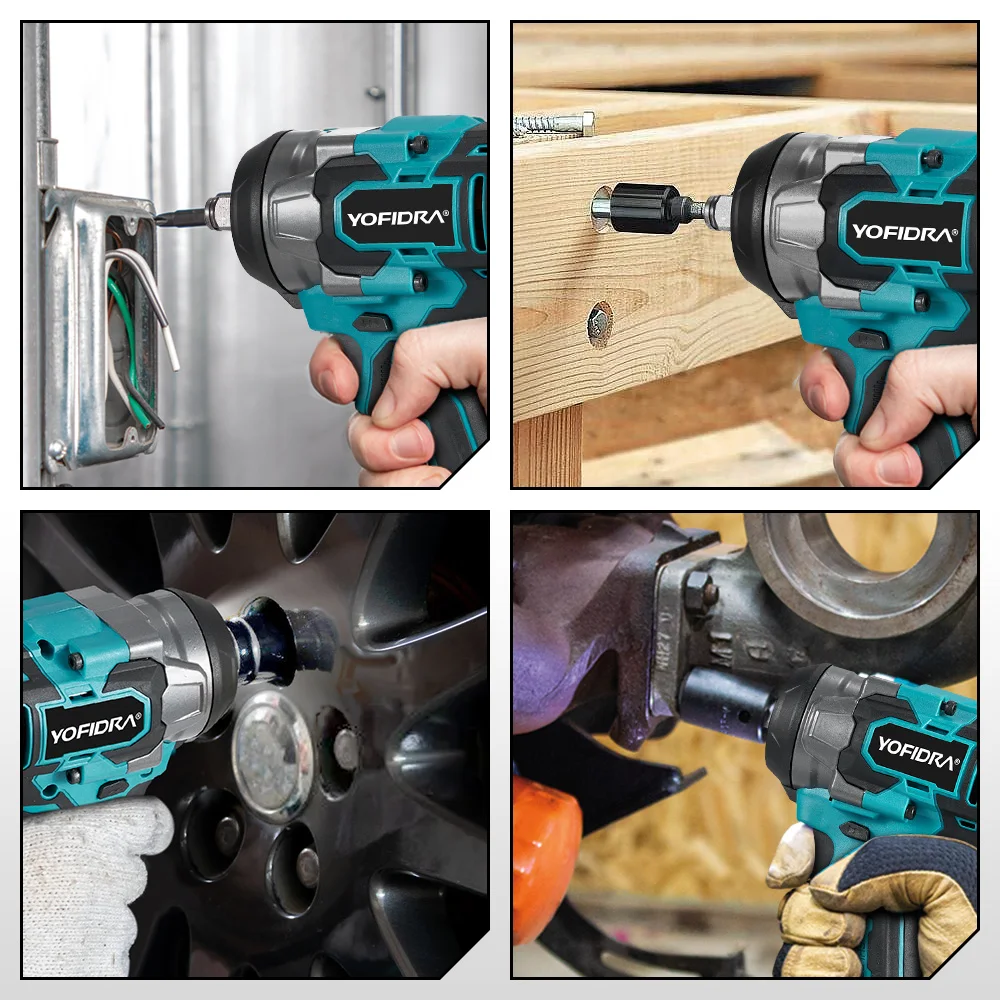 YOFIDRA 1200N.m Brushless Electric Impact Wrench 5 Gears 1/2