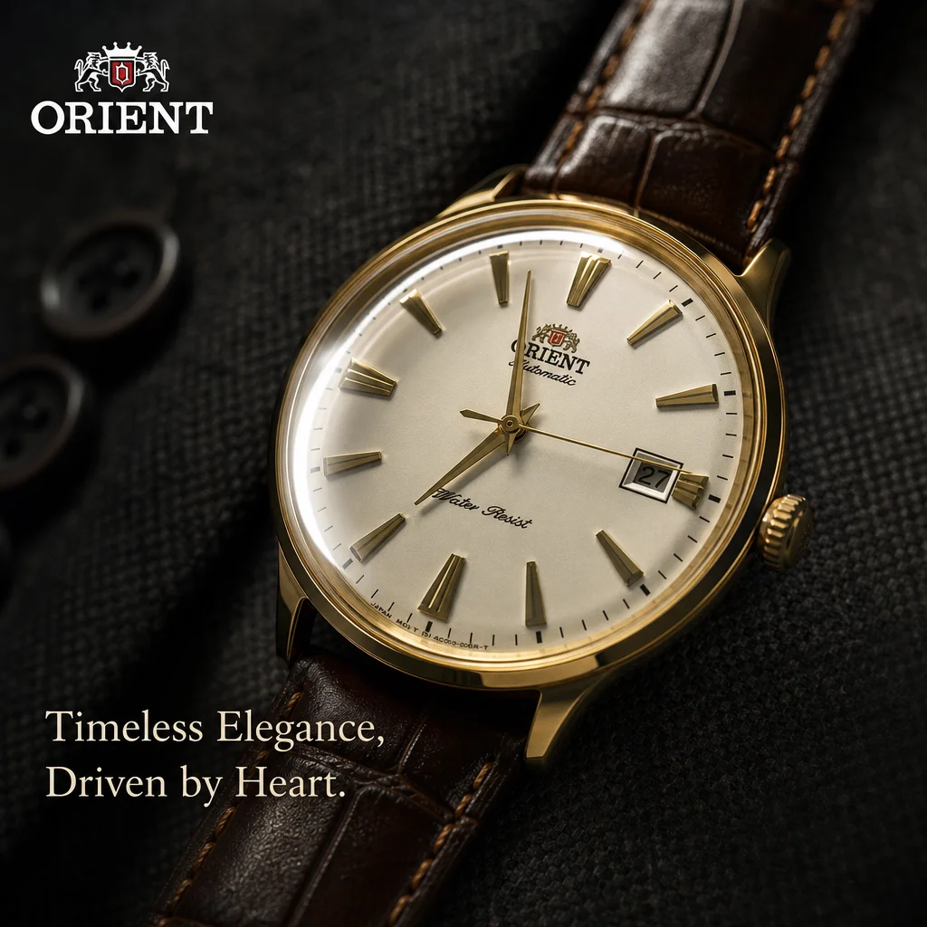 Relógio de Pulso Automático Vintage ORIENT 21 Joias com Data Única, Mostrador Luminoso e Pulseira de Couro Bovino à Prova d'Água para Homens