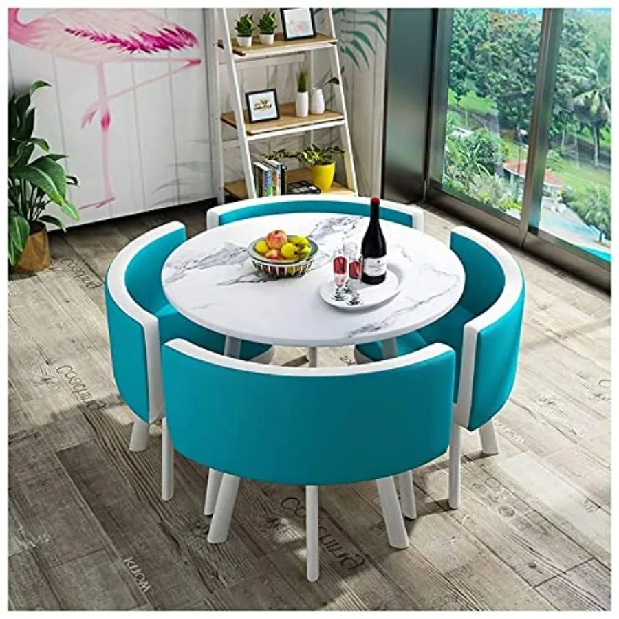 

Office Conference Table Small Meeting Coffee Table Table and 4 Chairs Dining Set Cafe Bedroom Balcony Hotel Dessert Shop PU Lea