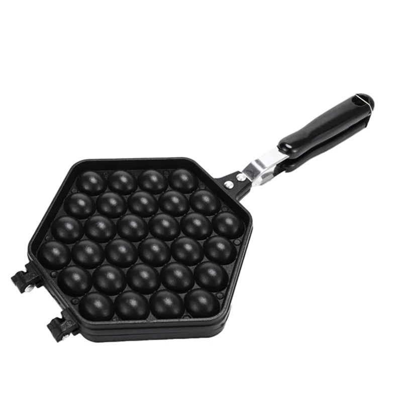 1 PZ Uovo Bolla Torta Teglia Stampo Eggettes Ferro Alluminio Hong Kong Waffle Pan Stampo Rivestimento Antiaderente Muffin FAI DA TE Piatto Nero