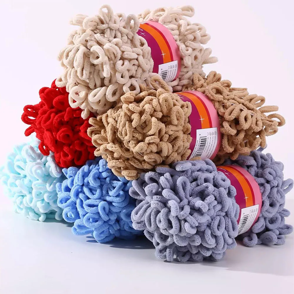 

100g Fun Finger Loops Yarn Handcrafted Thick Wool Polyester Yarn No Need Hook or Needles Loop Yarn Perfect for Crafting Blankets