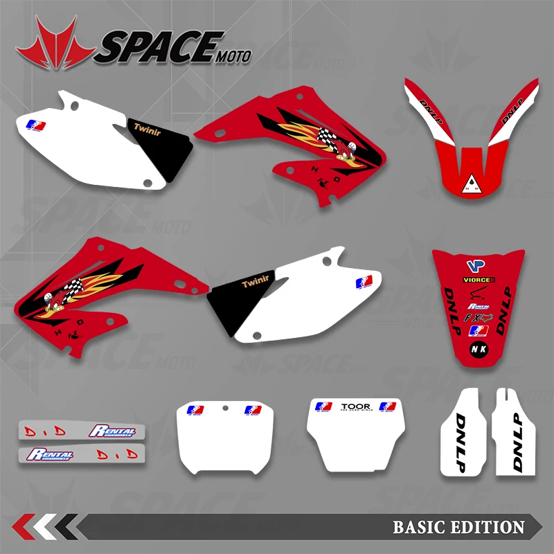 

SPACE Full Graphics Decals Stickers Motorcycle Background Custom Number Name For HONDA CR125 CR250 CR 125 CR 250 2002-2012