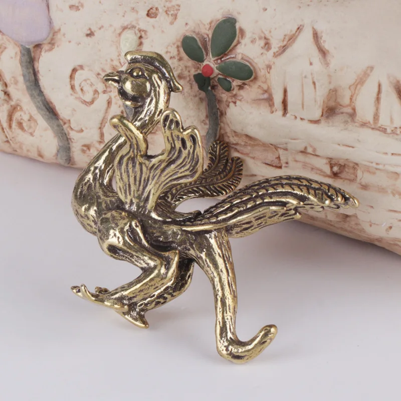 Brass Auspicious Beast Phoenix Ornaments Antique Four God Beasts Zhuque Home Town House Bronze Solid