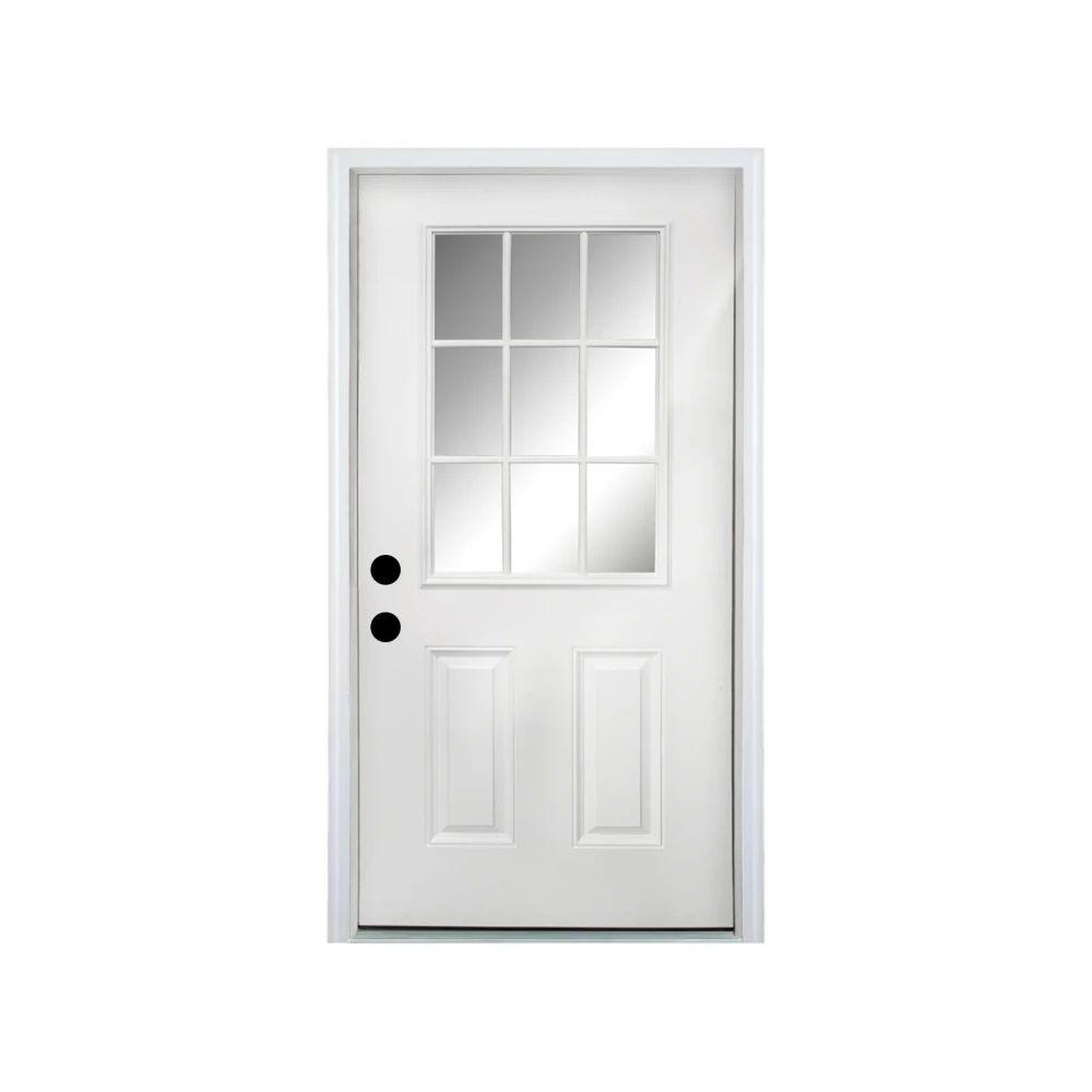 

36x80 Fiberglass Entry Door with Brickmould,4-9/16 Vinyl Frame,9 Lite Low-E Glass-Primed RH Inswing White Oak Grain （Count: Le