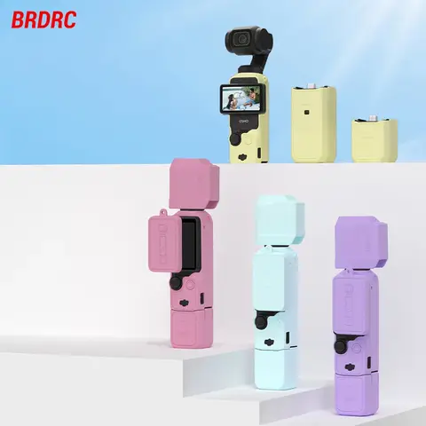 BRDRC 실리콘 케이스 DJI 포켓 3 카메라용, 스크래치 방지 짐벌 카메라 보호 커버, 로프 카메라 액세서리 포함