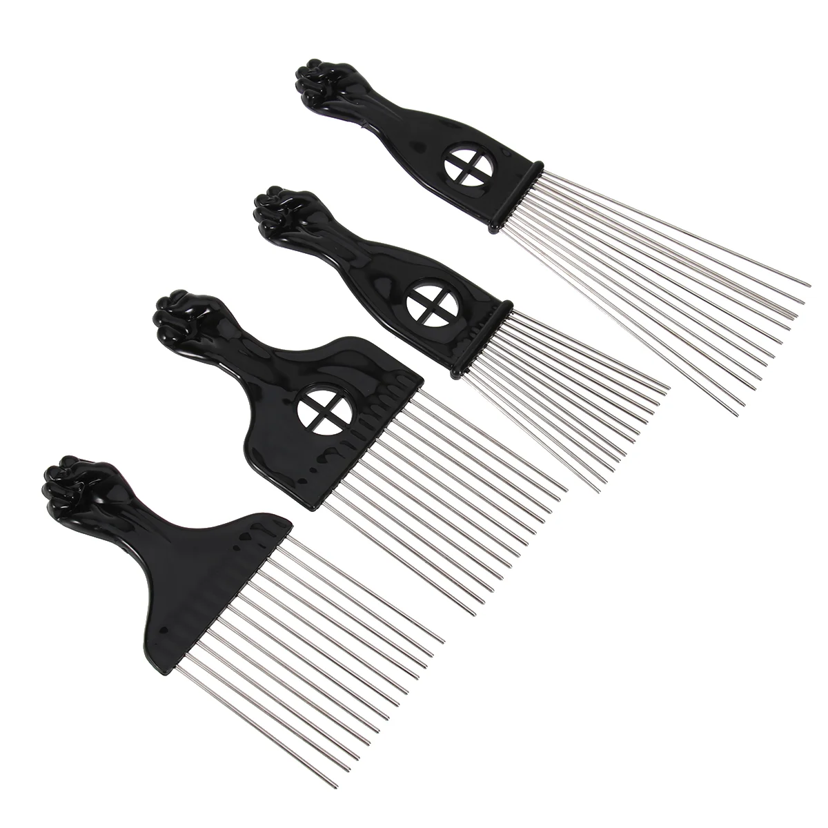 

4pcs Metal Pick Combs Hairdressing Styling Tool Hair Pick with Fist Handle for Volume and Tangles Hair