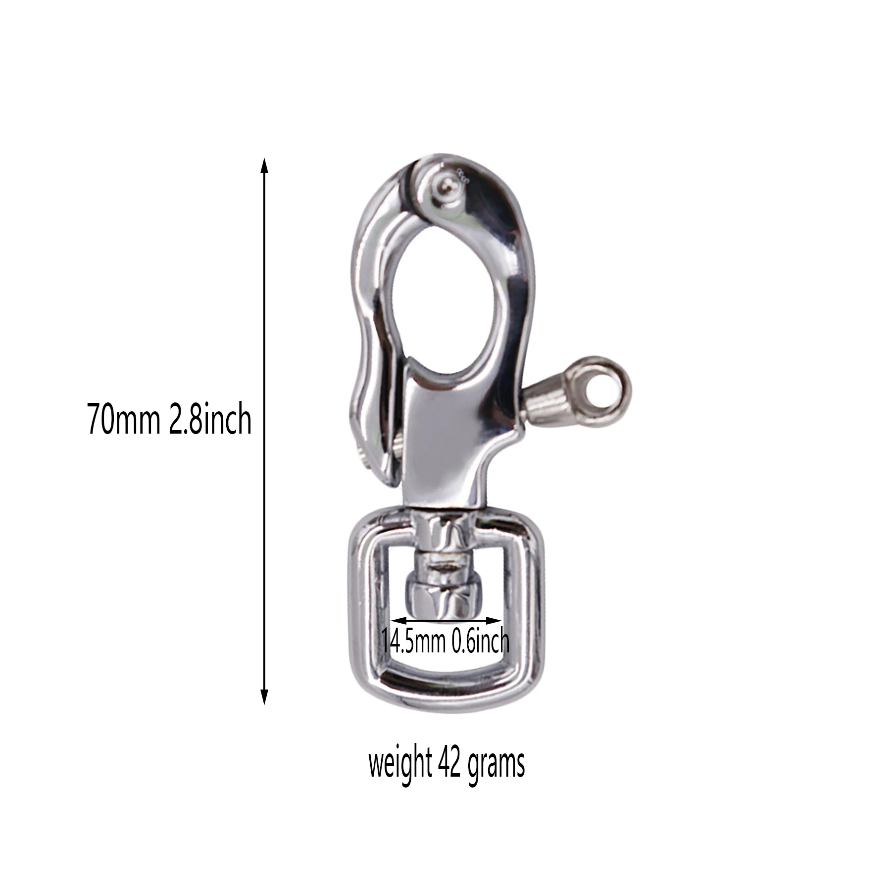 2.8inch large strong solid metal alloy sweden Eagle swivel D shackle hook nautical carabiner hook DIY keychain lanyard dog leash