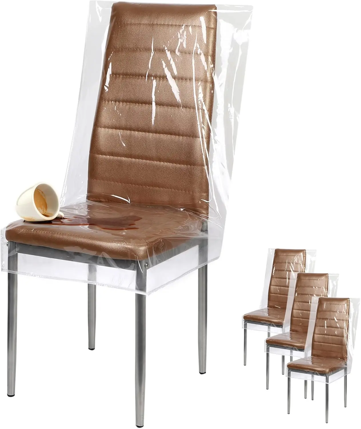 

Plastic Chair Covers, Chair Covers For Dining Chairs, Dining Room Seat, Waterproof Chairba Protectors, For Living Room,