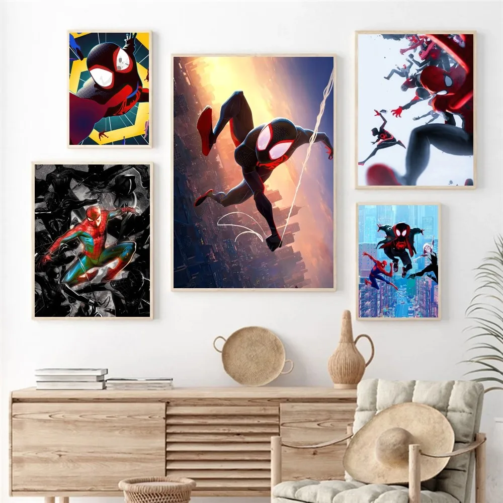 1pc Spider Hero Man Across Verse Self-adhesive Art Poster Waterproof Paper Sticker Coffee House Bar Room Wall Decor