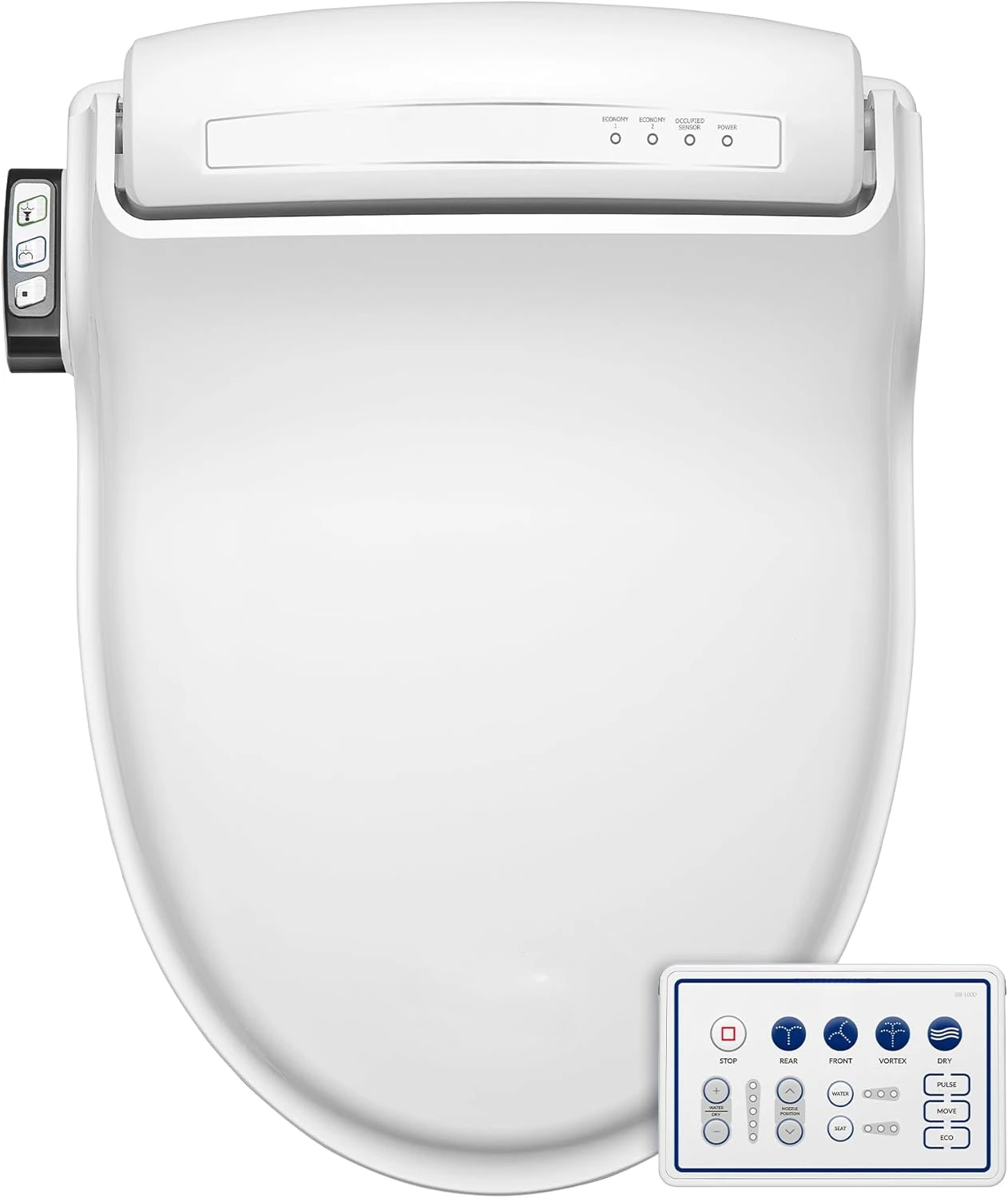 BB1000 Electric Bidet Toilet Seat, Warm Water with Air Dryer, Heated Seat with Slow Close Lid, Remote Control, Elongat