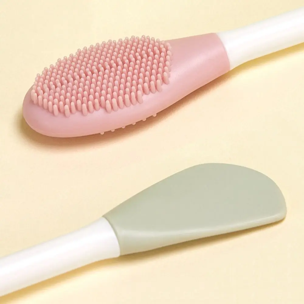 Escova de máscara de silicone de duas cabeças, amigável à pele, dupla utilização, raspador de cabeça macia, limpeza, esfoliante, massagem, escovas de limpeza