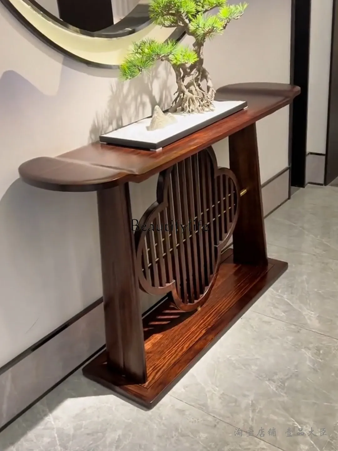 

New Chinese-style ebony wood against the wall for storage, simple Zen enchantment platform, end view platform