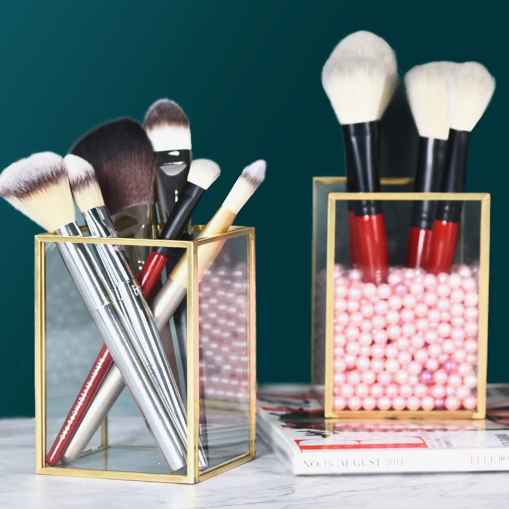 

1Pcs Makeup Brush Storage Box Golden Elegant Cylinder Container for Cosmetics Tools Eyeshadow Brushes Desk Organizer Home Use