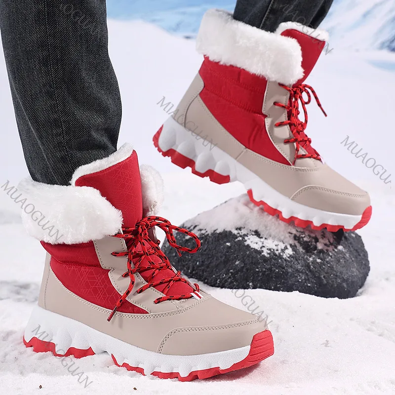 Botas De Nieve Para Mujer: Plataforma, Cálidas, Peludas, Botines Cortos Informales De Felpa Con Cordones_voghion.com