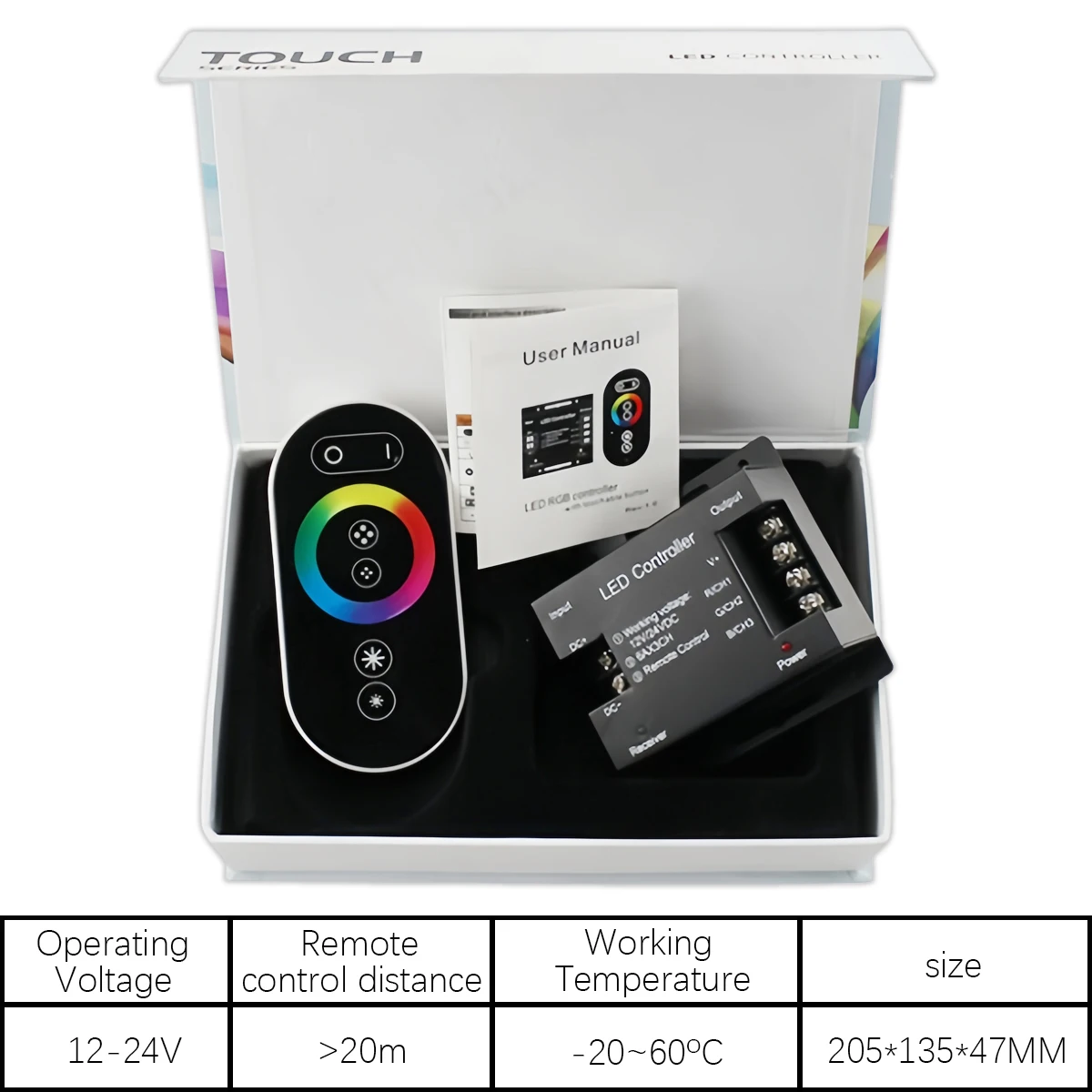 Contrôleur de variateur tactile RGB sans fil RF 18A – Module LED haute puissance pour systèmes d'éclairage de bande/panneau