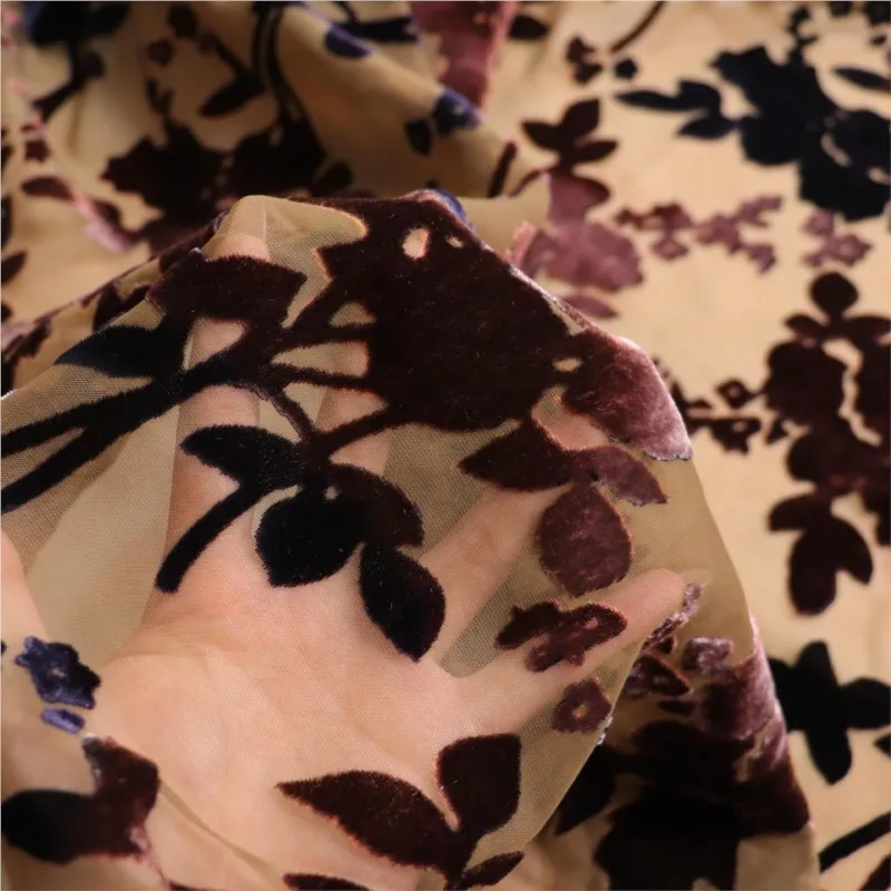 Woven brocade viscose printed mottled and burned velvet fabric sleeping dress cheongsam